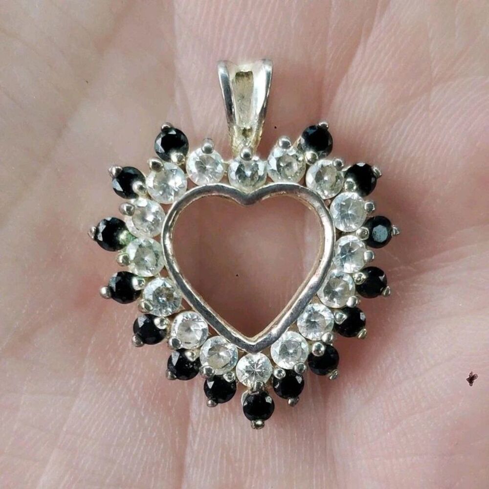 vintage 80s 925 sterling silver heart pendant